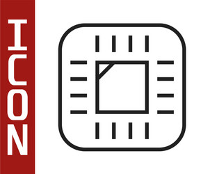 black line computer processor with microcircuits vector image