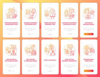 contract management onboarding mobile app page vector image