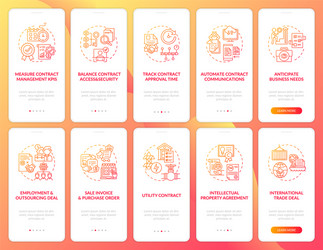 contract management onboarding mobile app page vector