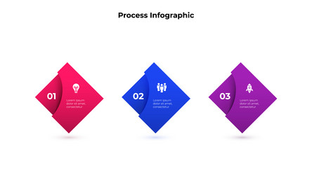 horizontal progress diagram with three cubes vector image