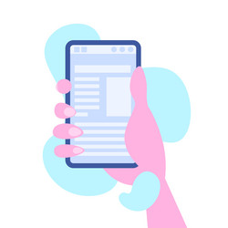 Human hand holding smartphone mobile online vector