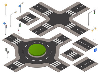 Urban crossroad with cars and pedestrian paths Vector Image