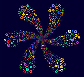 rounded arrow rotation flower cluster vector image