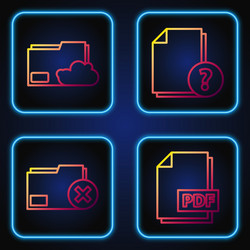 set line pdf file document delete folder cloud vector image
