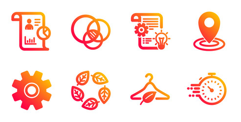 slow fashion cogwheel and report icons set vector