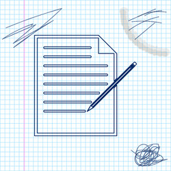 Blank notebook and pencil with eraser line sketch vector