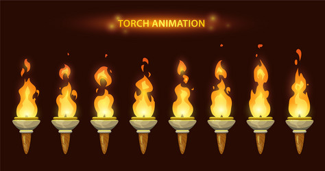 Torch burning sequence sprite animation frame set Vector Image