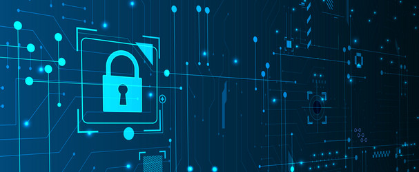 cyber security lock on circuit board abstract vector image