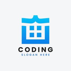 modern computer programming coding logo design vector