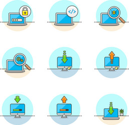 set of multicolor computer programming icons vector image