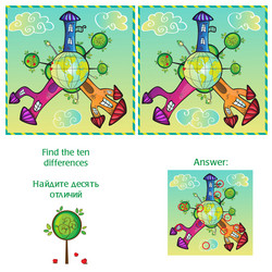 visual game - find 10 differences with answer vector image