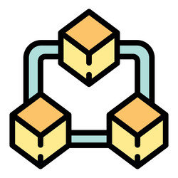 blockchain network connecting cubes vector image