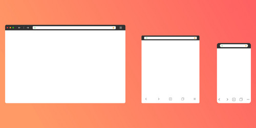 Browser mockup for computer tablet and smartphone vector