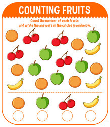 math game template with counting fruits vector