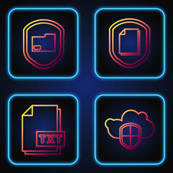set line cloud and shield txt file document vector image