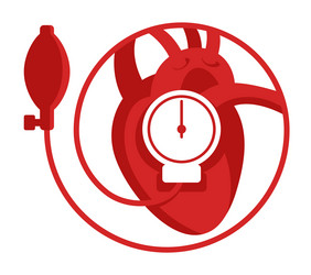 blood pressure equipment with heart shape vector