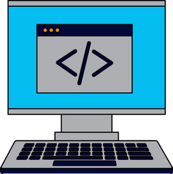 computer monitor keyboard coding website vector image