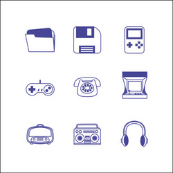 isolated retro line style icon set design vector image