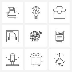 set 9 modern line icons web object solution vector image