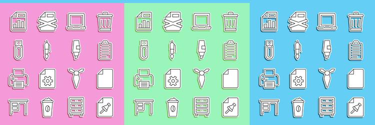 set line note paper with push button file vector image