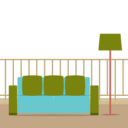 Sofa with modern lamp on balcony vector