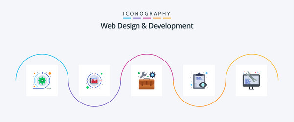 web design and development flat 5 icon pack vector image