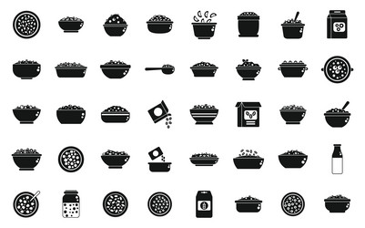 Breakfast cereal icons set simple granola vector