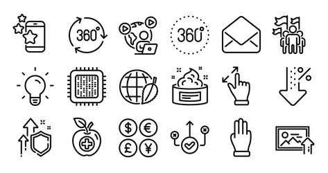 correct way 360 degrees and cpu processor line vector image