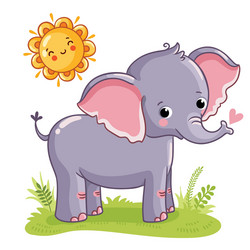 Cute Elephant in Meadow Vector Image