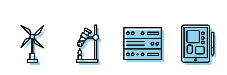 set line server data web hosting wind turbine vector image