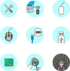 set of multicolor computer programming icons vector image