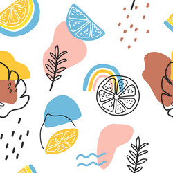 abstract shapes lemon seamless pattern vector image