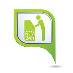 atm icon on green map pointer2 vector