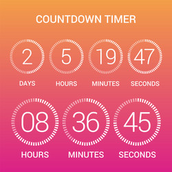 Circle countdown clock counter timer on gradient vector