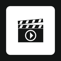 clapperboard with play button icon simple style vector image