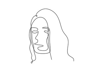 continuous line drawing face abstract minimalism vector image