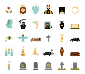 funeral icons vector