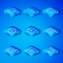 set line document with graph chart briefcase vector image