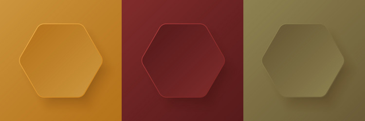 set of autumn colored 3d hexagon circles frames vector image