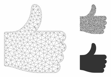 Thumb up mesh wire frame model and triangle vector