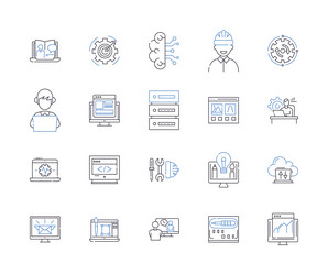 website and computer outline icons collection vector image