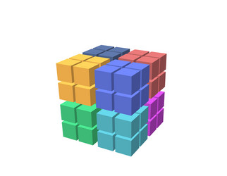 abstract 3d cube from cubes isolated on white vector image