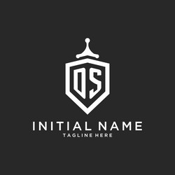 ds monogram logo initial with shield guard shape vector image