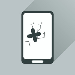 Flat web icon with long shadow mobile broken vector