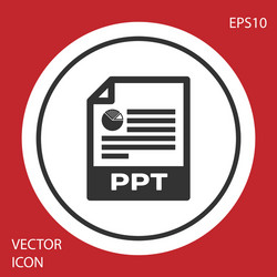 grey ppt file document icon download button vector image