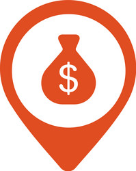 Money Bag with Map Pointer Icon vector image