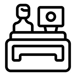 office worker sitting at desk working on computer vector image