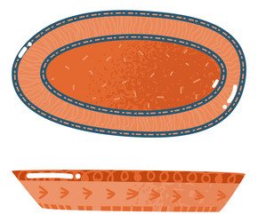 Platter top and front view flat decorative vector