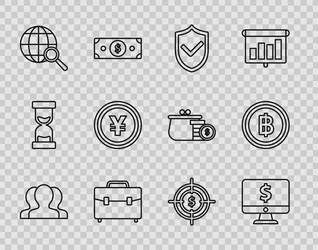 set line users group computer monitor with dollar vector image