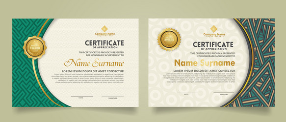 set modern certificate template with dynamic vector image